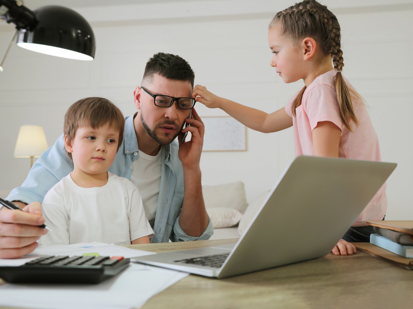 Family discussing financial plans